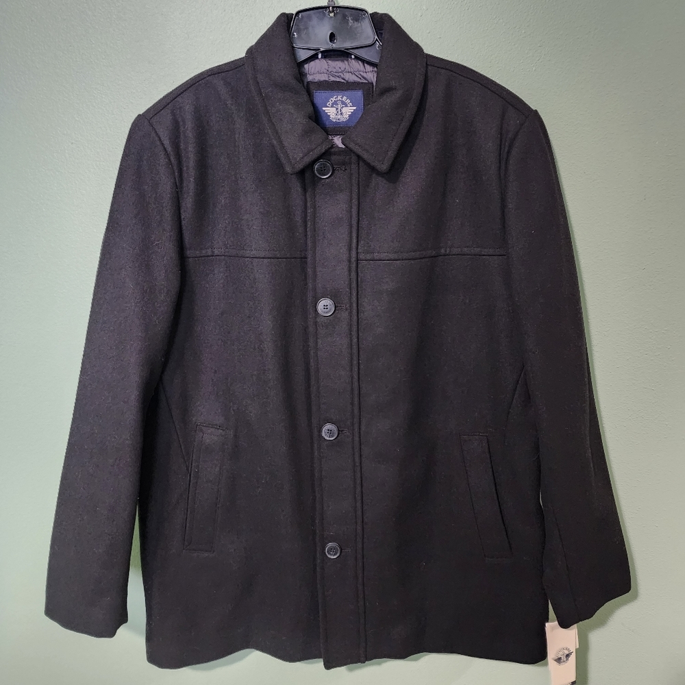 ❗NWT❗Men's Dockers Weston Wool Blend Coat Black Size XL